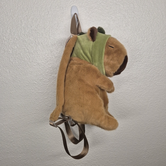 Cute Fun Capybara Dinosaur Brown Plush Backpack Gift NWT - Picture 7 of 11